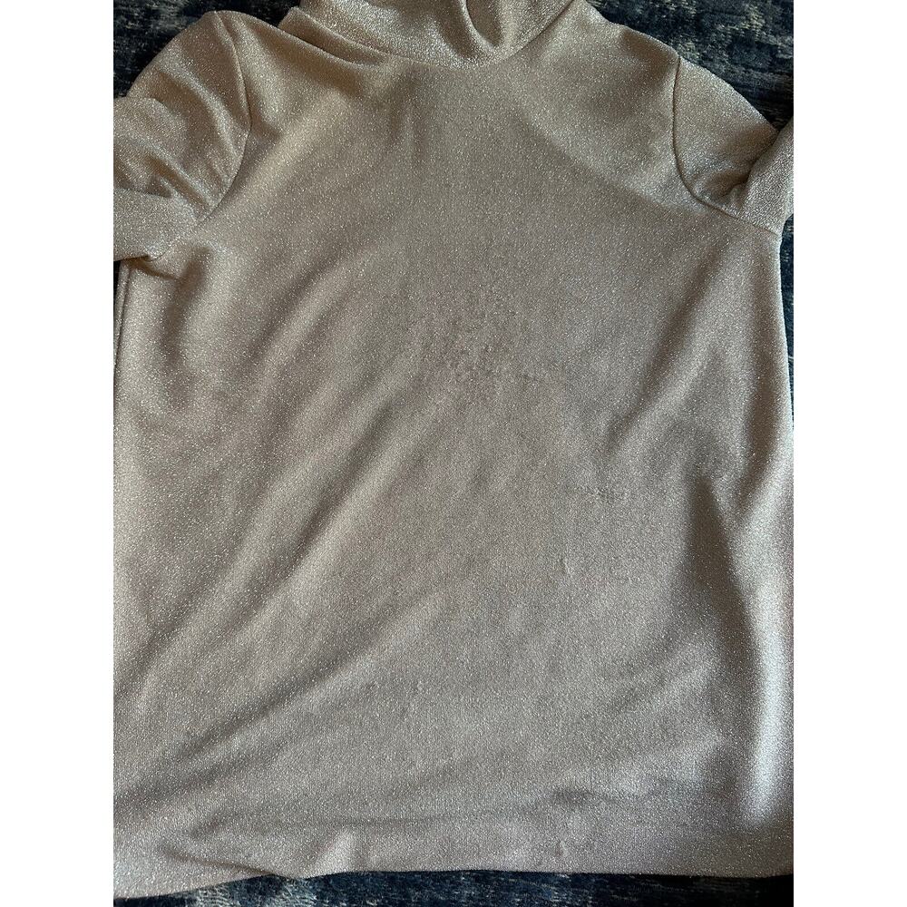 Karen Kane Turtleneck Womens Size Medium Long Sleeve Champagne Shimmer Tunic Top - Picture 7 of 9